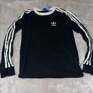 Adidas Black Long Sleeve Shirt with White Stripes